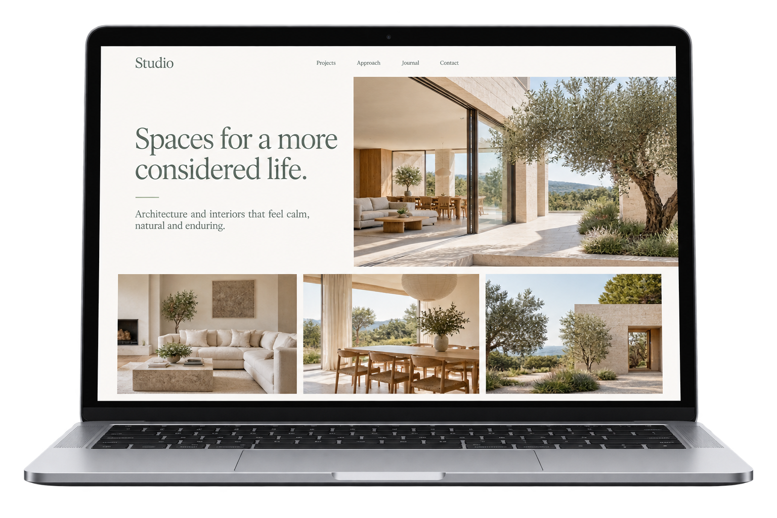 Architecture website design shown on a laptop